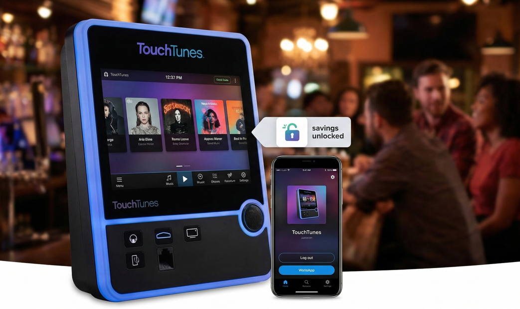 TouchTunes jukebox with discount and promo codes for music credits