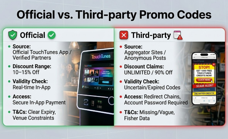 Infographic comparing realistic official discounts versus unrealistic third-party credit offers